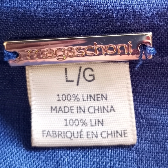Magaschoni 100% Linen Deep Nautical Navy Blue Loose Fitting Button Down Midi - Picture 4 of 4